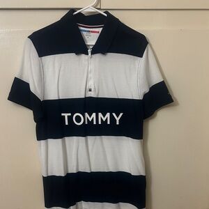 Tommy Hilfiger Navy and White Striped Shirt